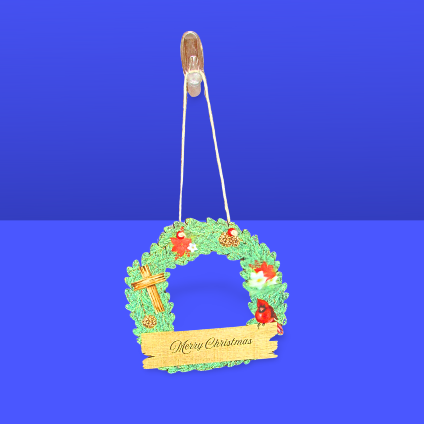 Wooden Wreath Shaped Sublimated Door Hanger