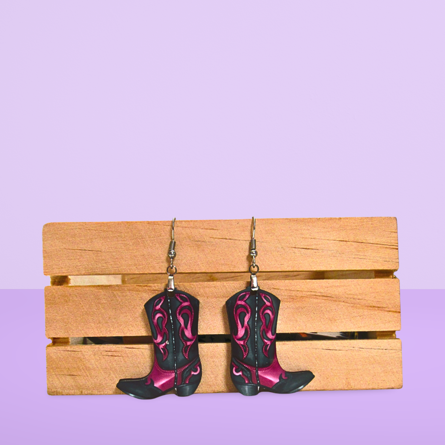 Cowboy Boot Shaped Sublimated Earrings