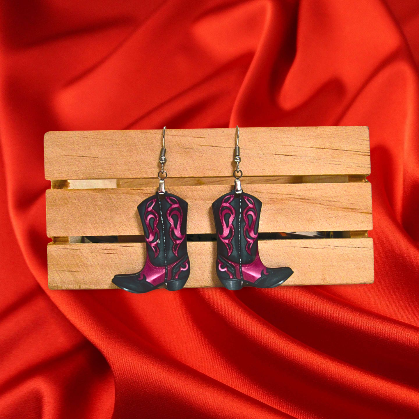 Cowboy Boot Shaped Sublimated Earrings