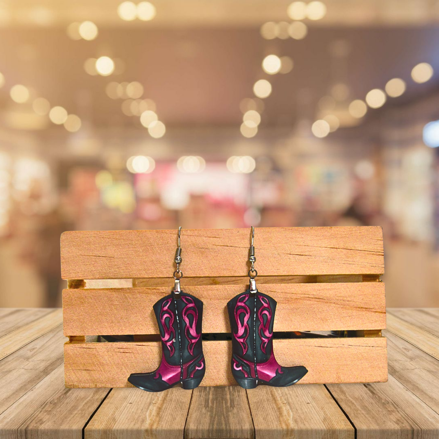 Cowboy Boot Shaped Sublimated Earrings