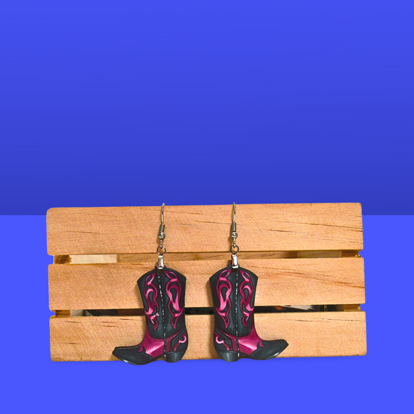 Cowboy Boot Shaped Sublimated Earrings