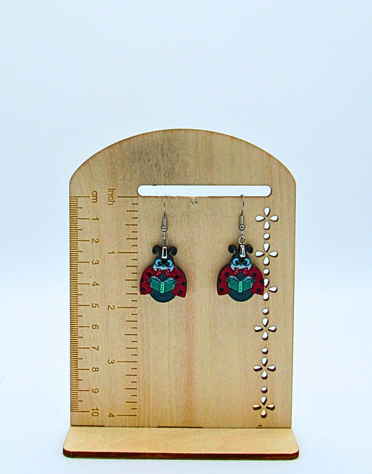 MDF-Ladybug with Face Shaped Sublimated Earrings 1 inch