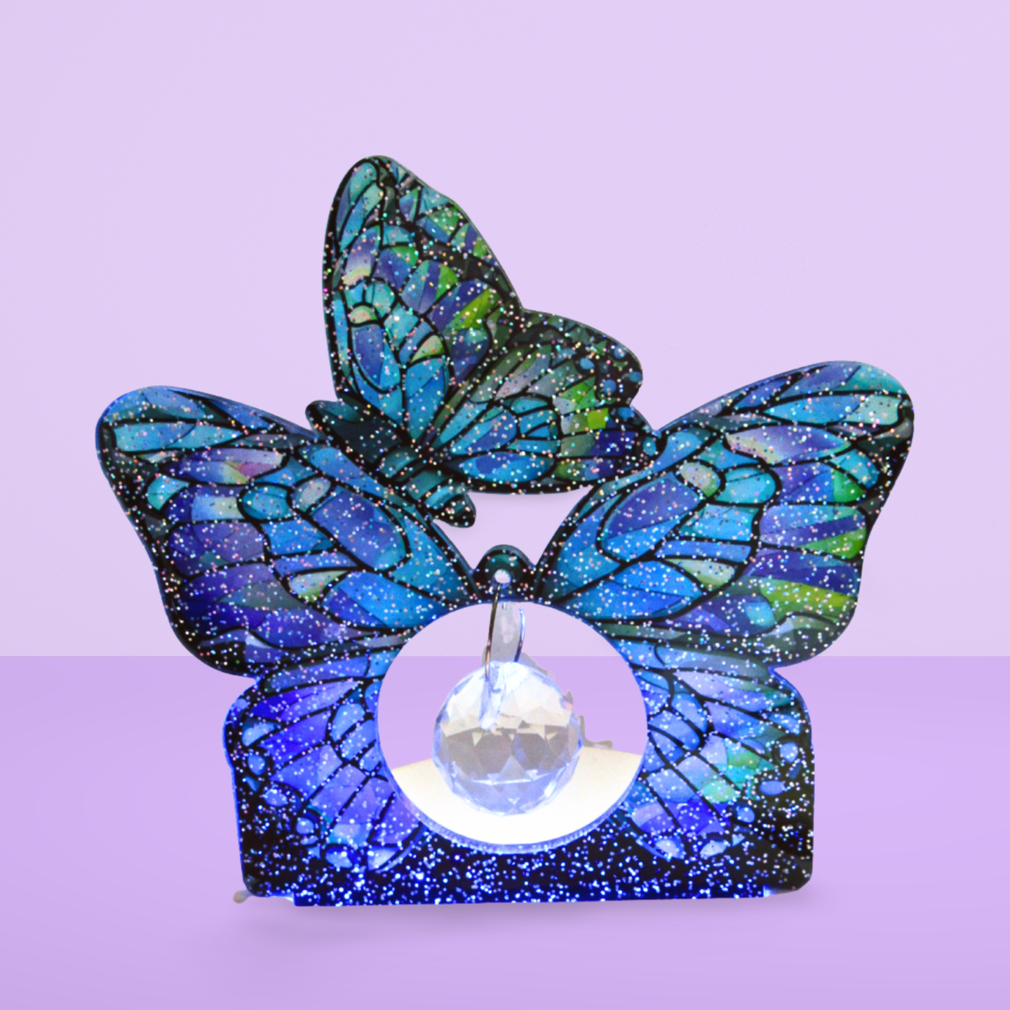 Glitter Acrylic Blue Butterfly SHaped Sublimated Light