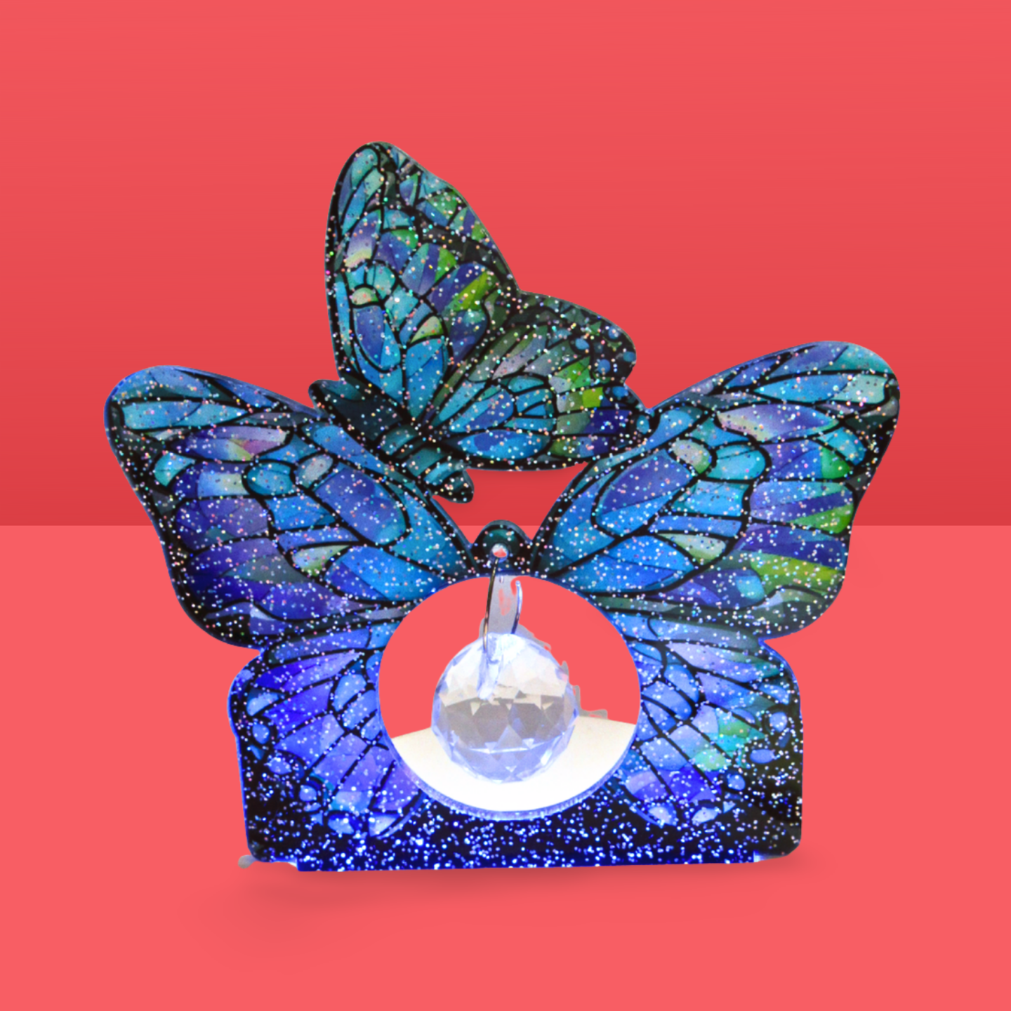 Glitter Acrylic Blue Butterfly SHaped Sublimated Light