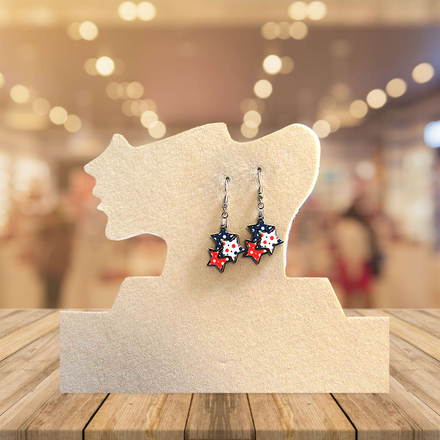 Triple Star Shaped Sublimated Earrings 1 in.