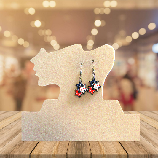 Triple Star Shaped Sublimated Earrings 1 in.
