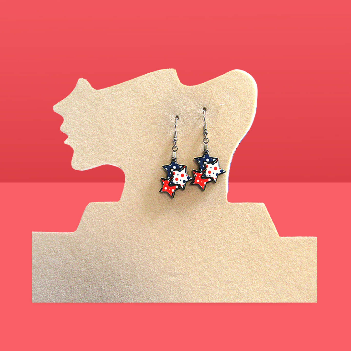 Triple Star Shaped Sublimated Earrings 1 in.
