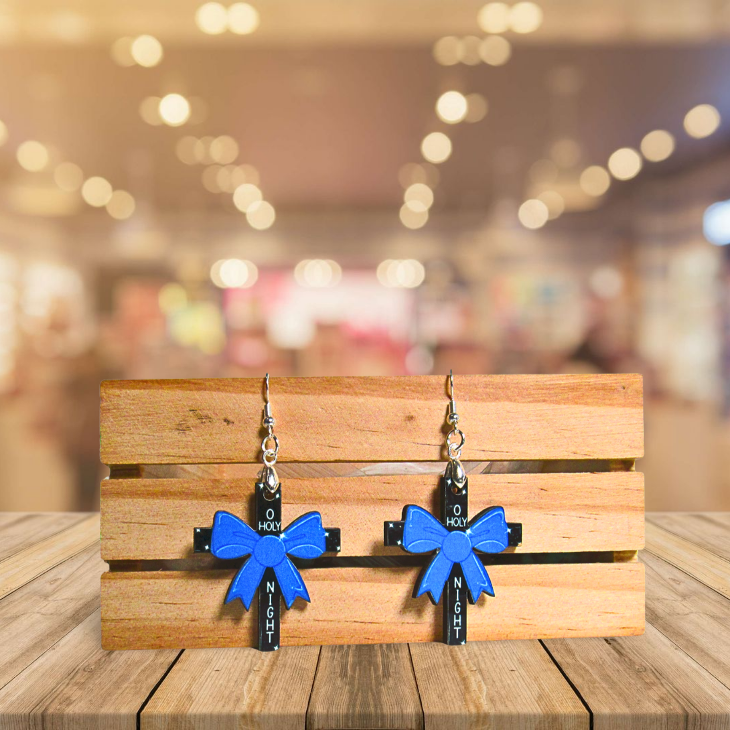 Cross with Bow Shaped Sublimated Earrings 1.5 inch