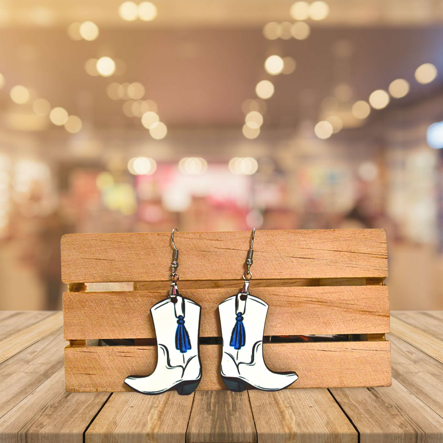 Cowboy Boot Shaped Sublimated Earrings