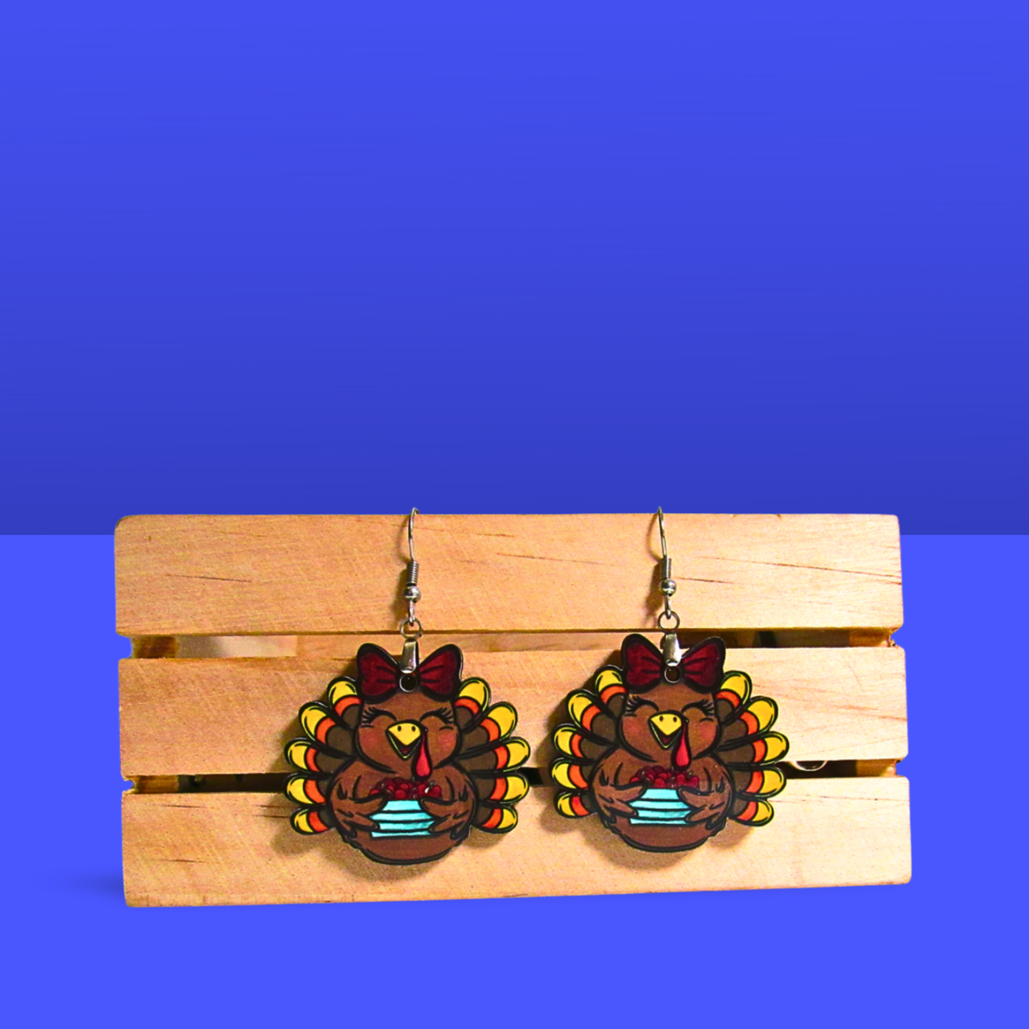 Turkey with Bow Shaped Sublimated Earrings