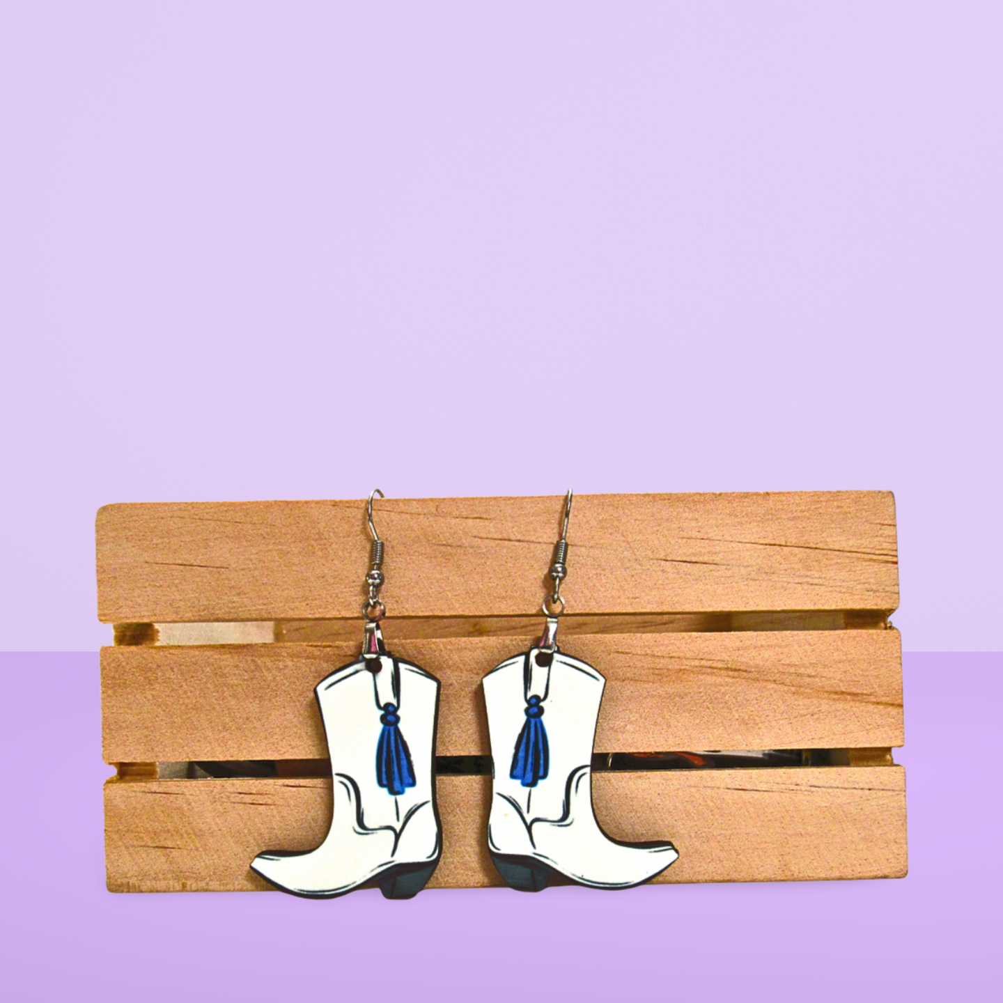 Cowboy Boot Shaped Sublimated Earrings