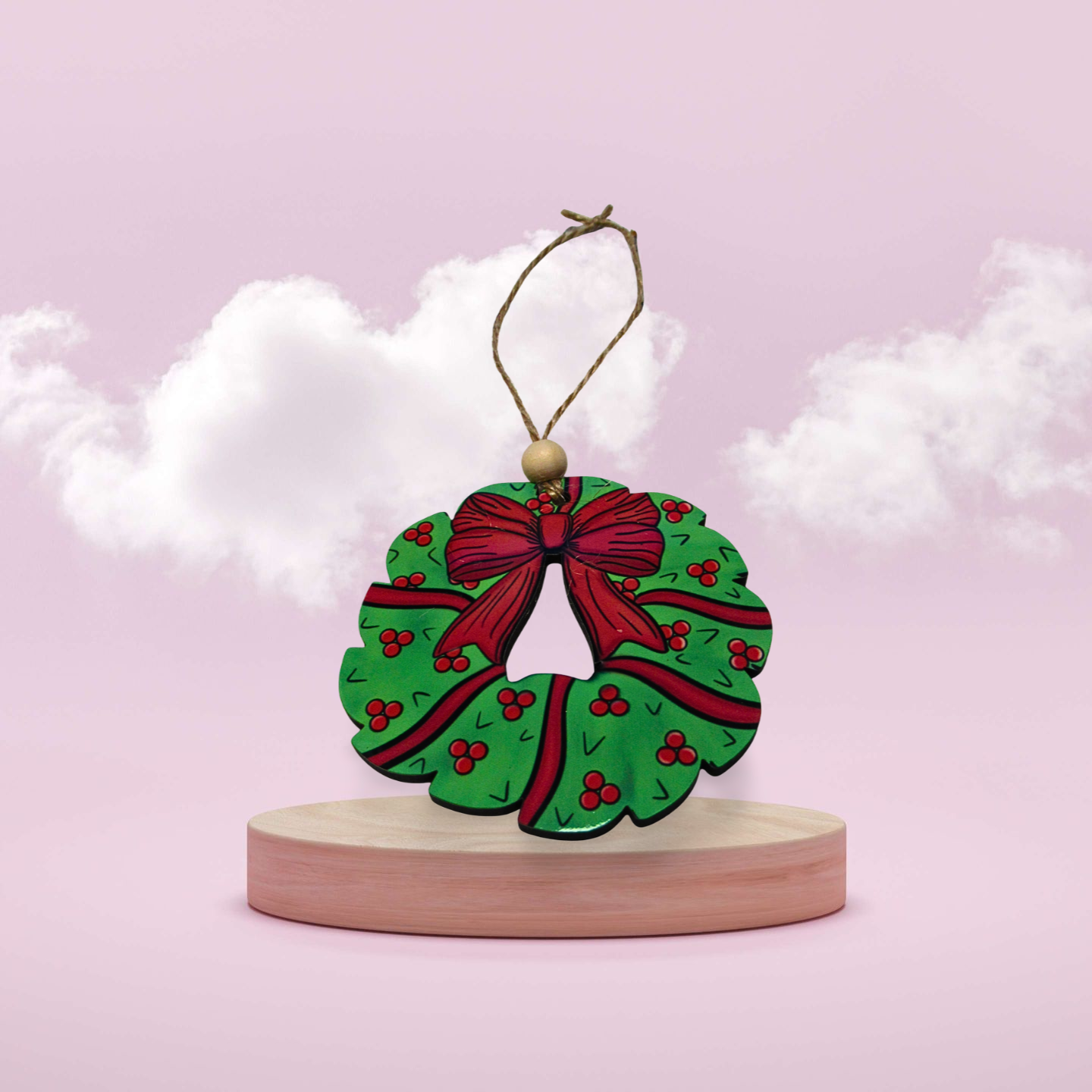 MDF-Bow Wreath Shaped MDF Sublimated Ornament