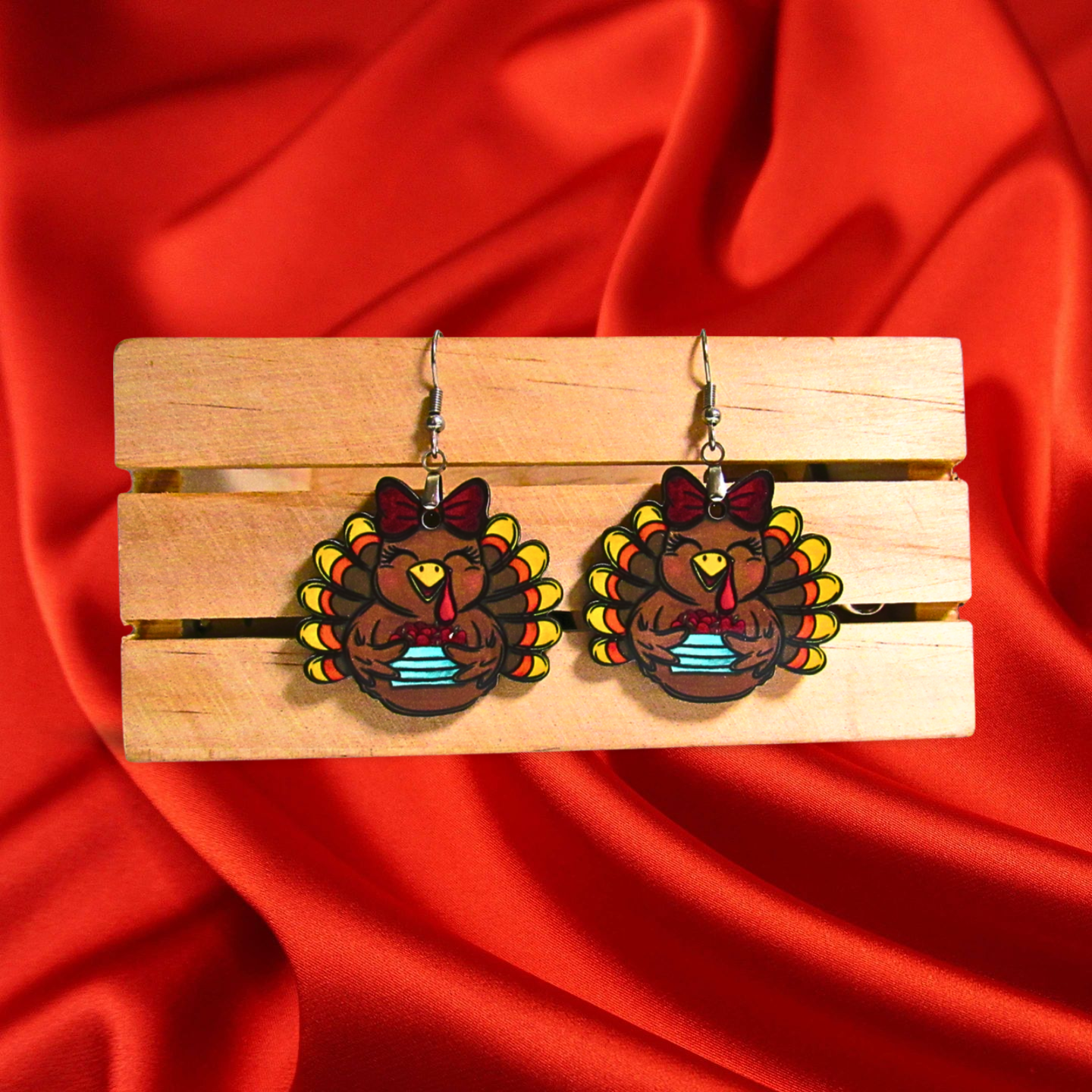 Turkey with Bow Shaped Sublimated Earrings