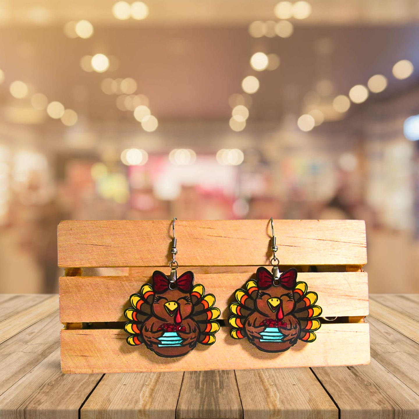 Turkey with Bow Shaped Sublimated Earrings