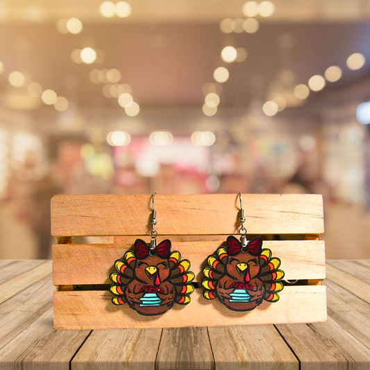 Turkey with Bow Shaped Sublimated Earrings