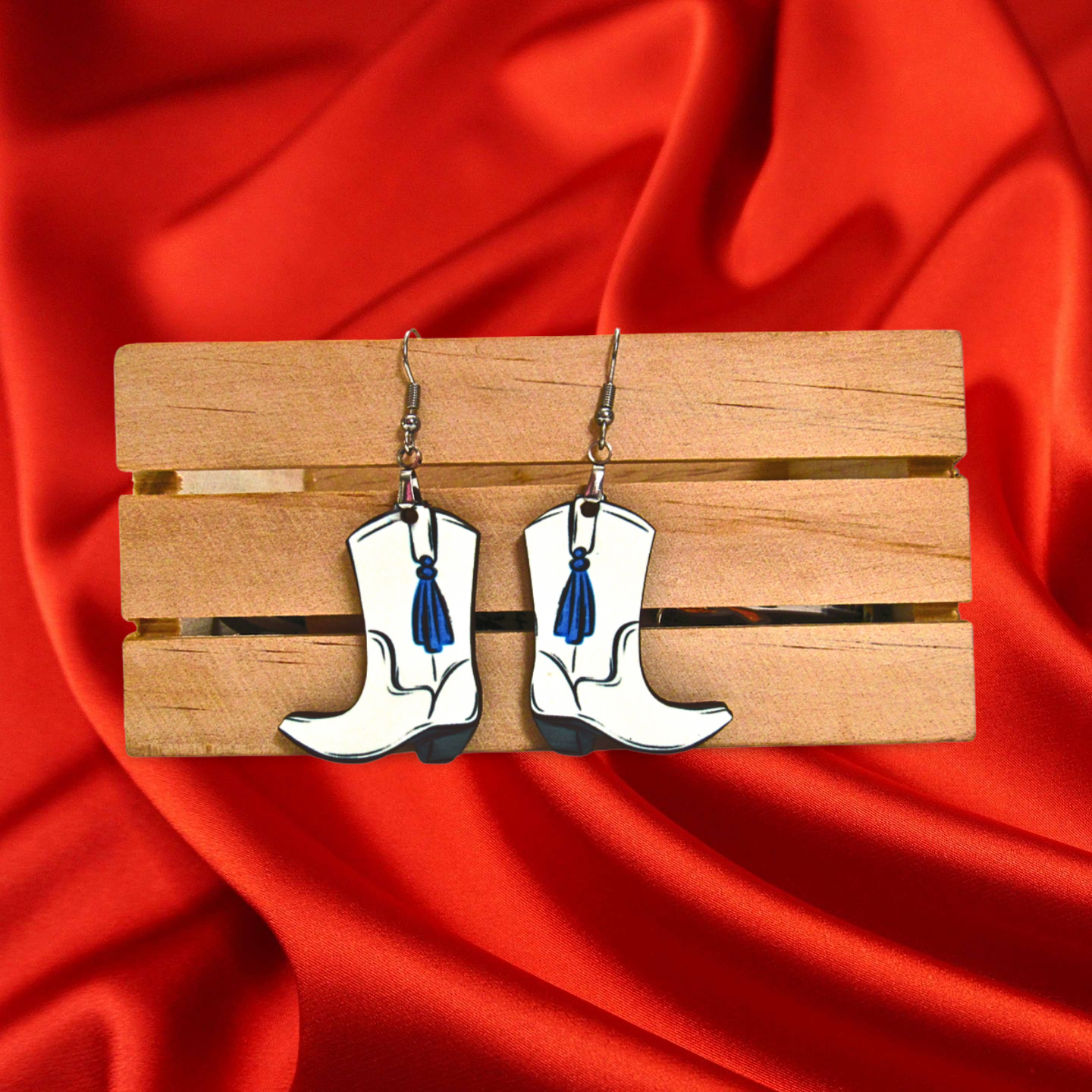 Cowboy Boot Shaped Sublimated Earrings