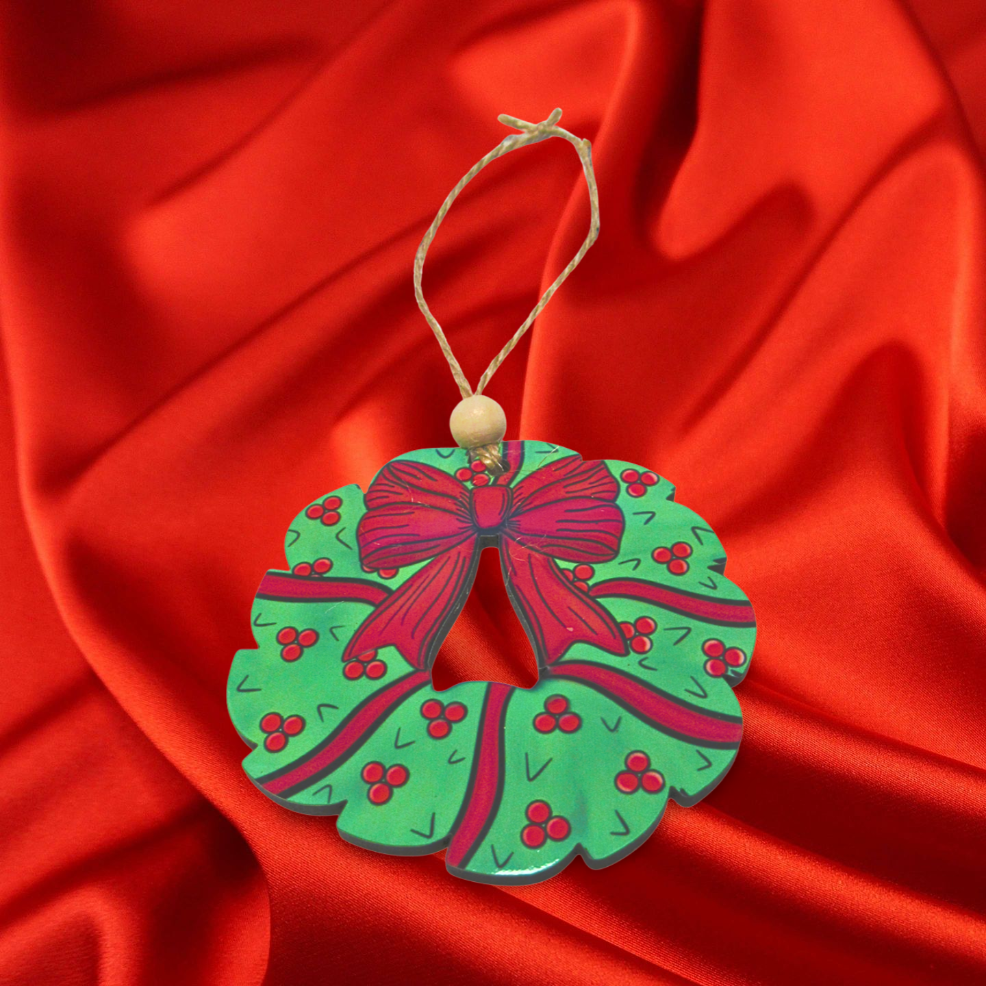 MDF-Bow Wreath Shaped MDF Sublimated Ornament