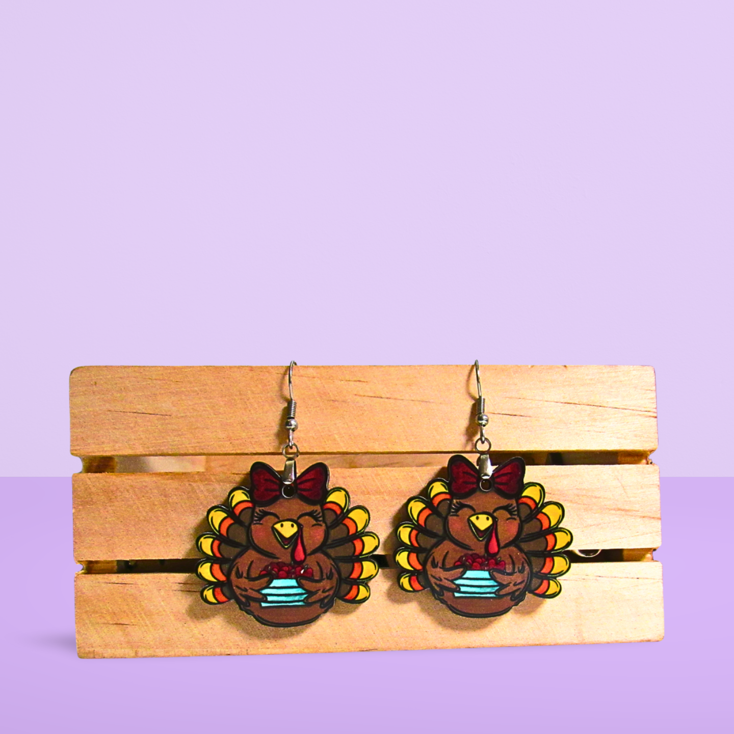 Turkey with Bow Shaped Sublimated Earrings