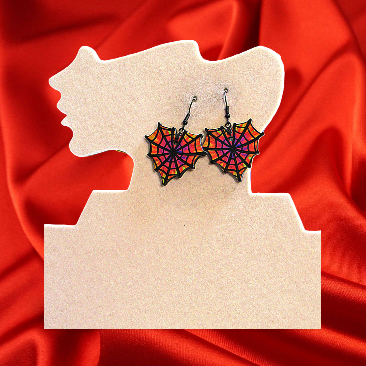 Heart Web Shaped Sublimated Earrings 1.5 inch
