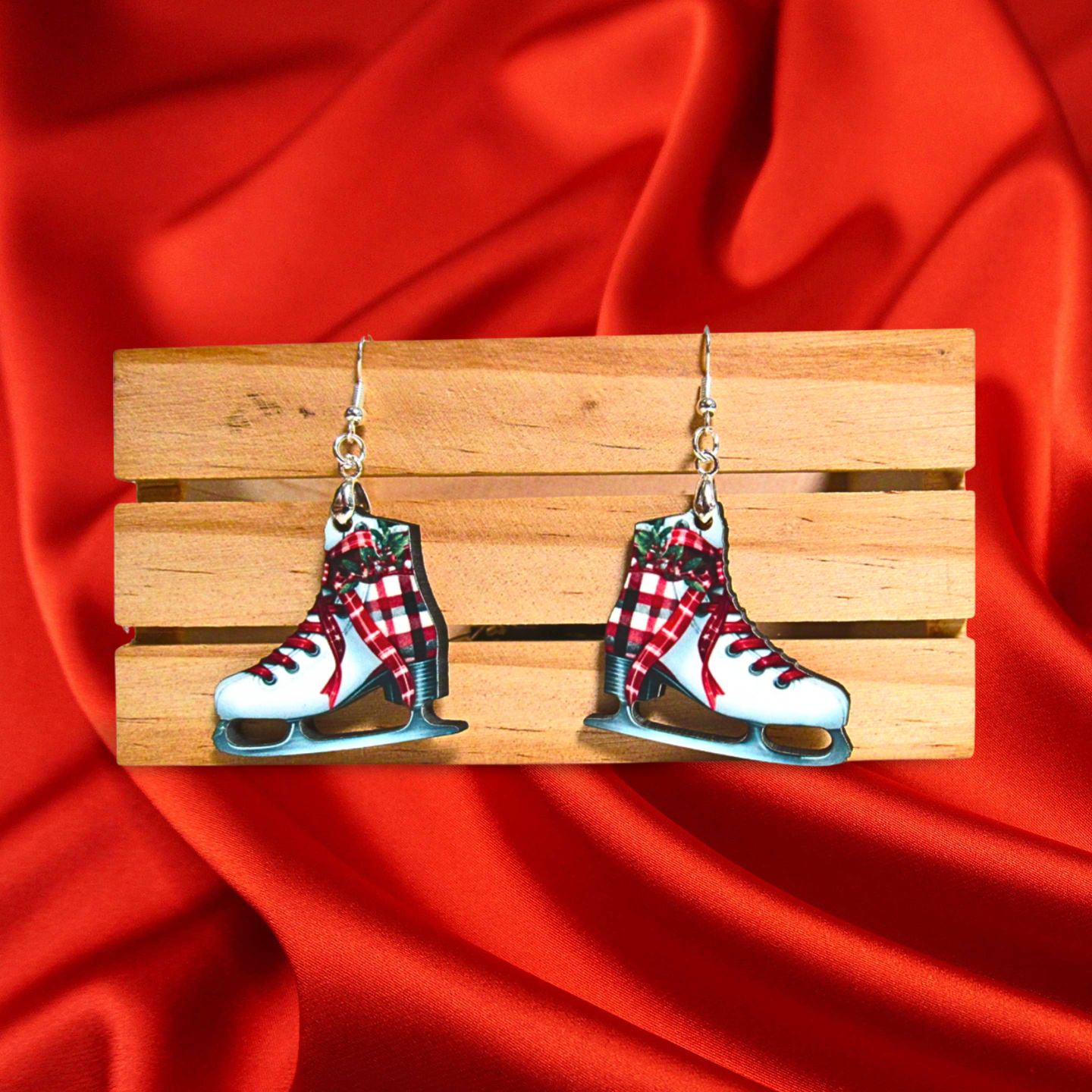 Ice Skate Shaped Sublimated Earrings 1.5 inch