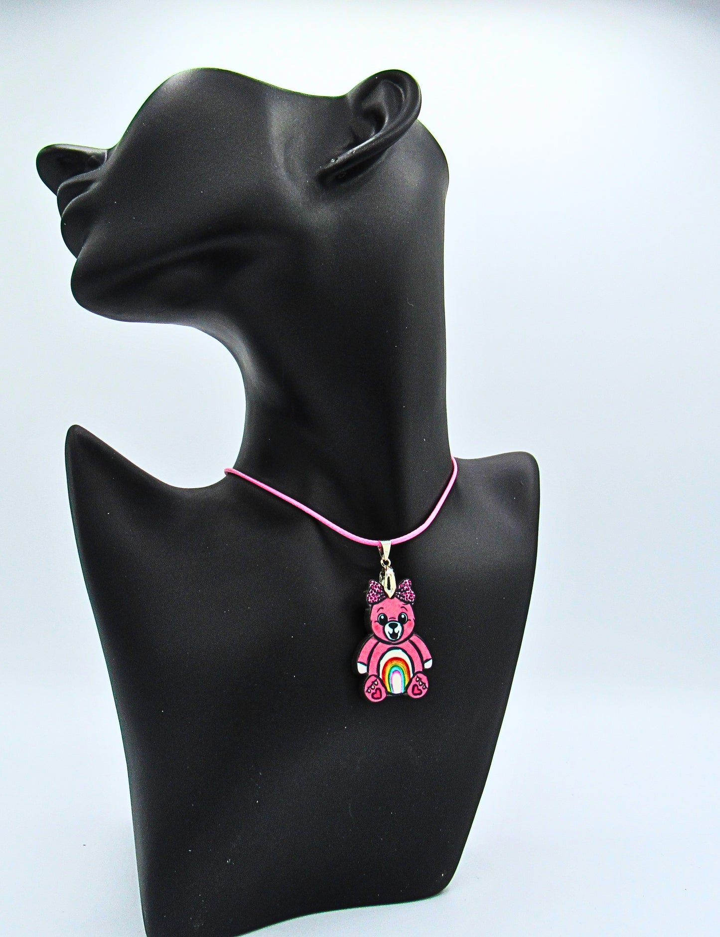 MDF-Teddy Bear with Bow Shaped Childs Sublimated Necklace Feelings