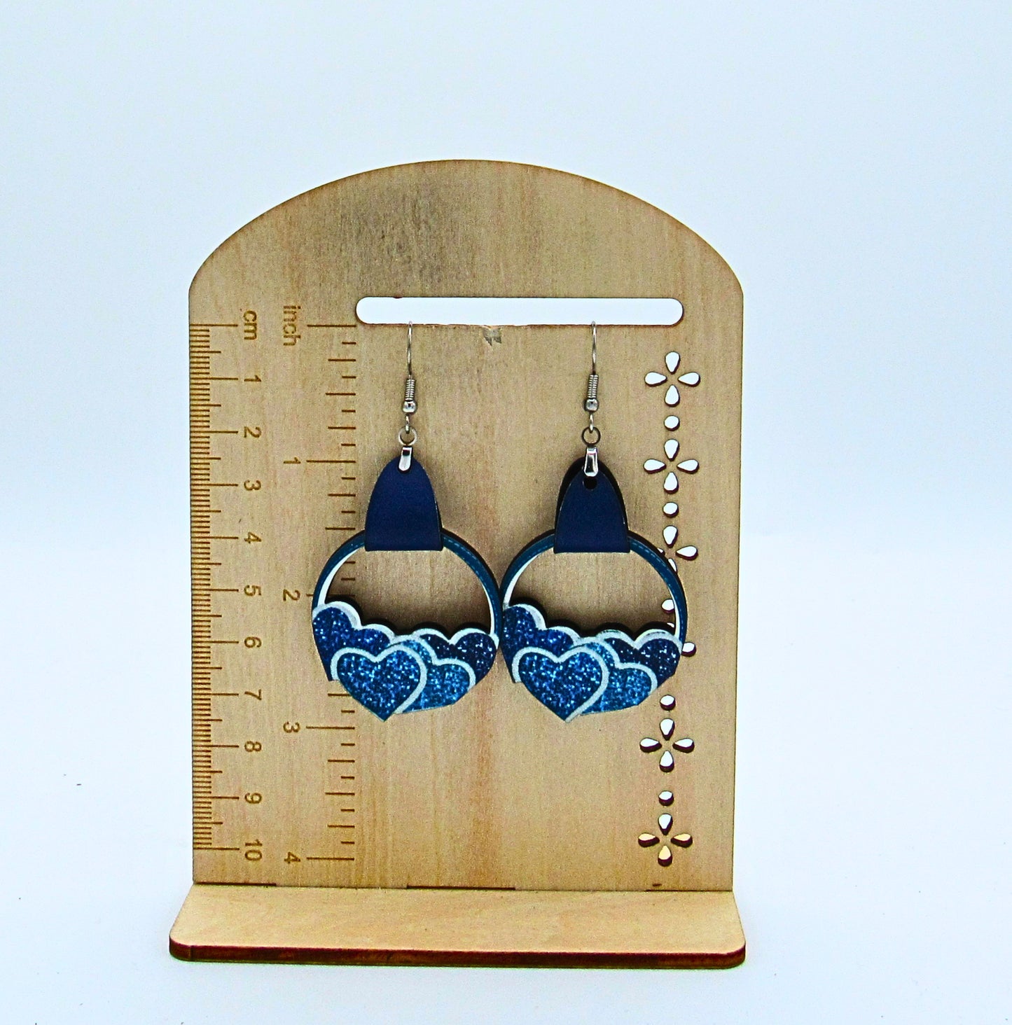MDF- Faux Leather Heart Cluster Sublimated Earrings 1.5 inch