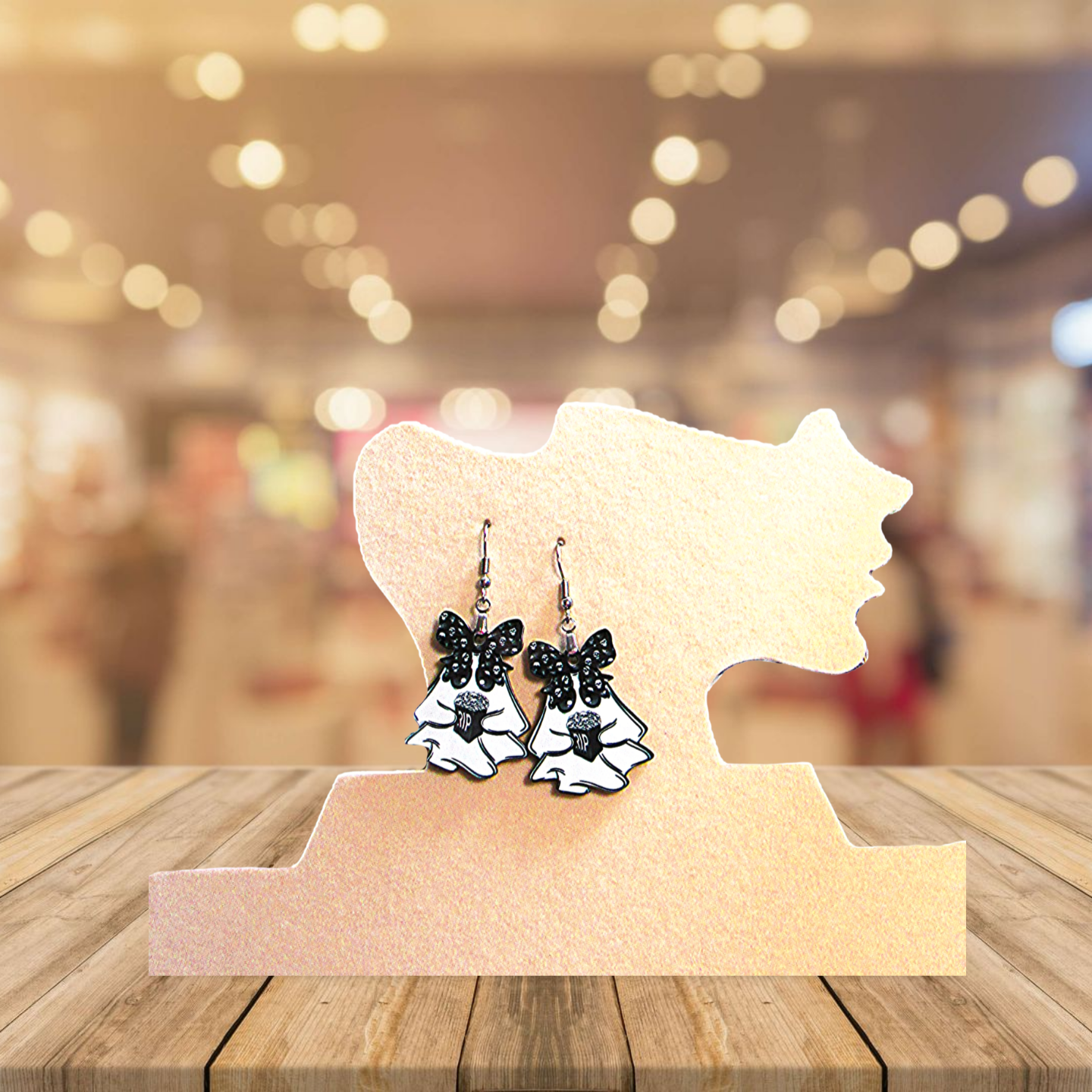 Ghost with Bow Shaped Sublimated Earrings 1.5 inch