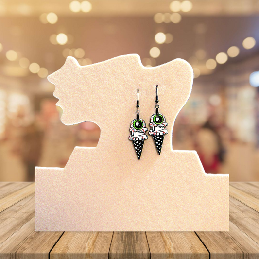 Ice Cream Cone Shaped Sublimated Earrings