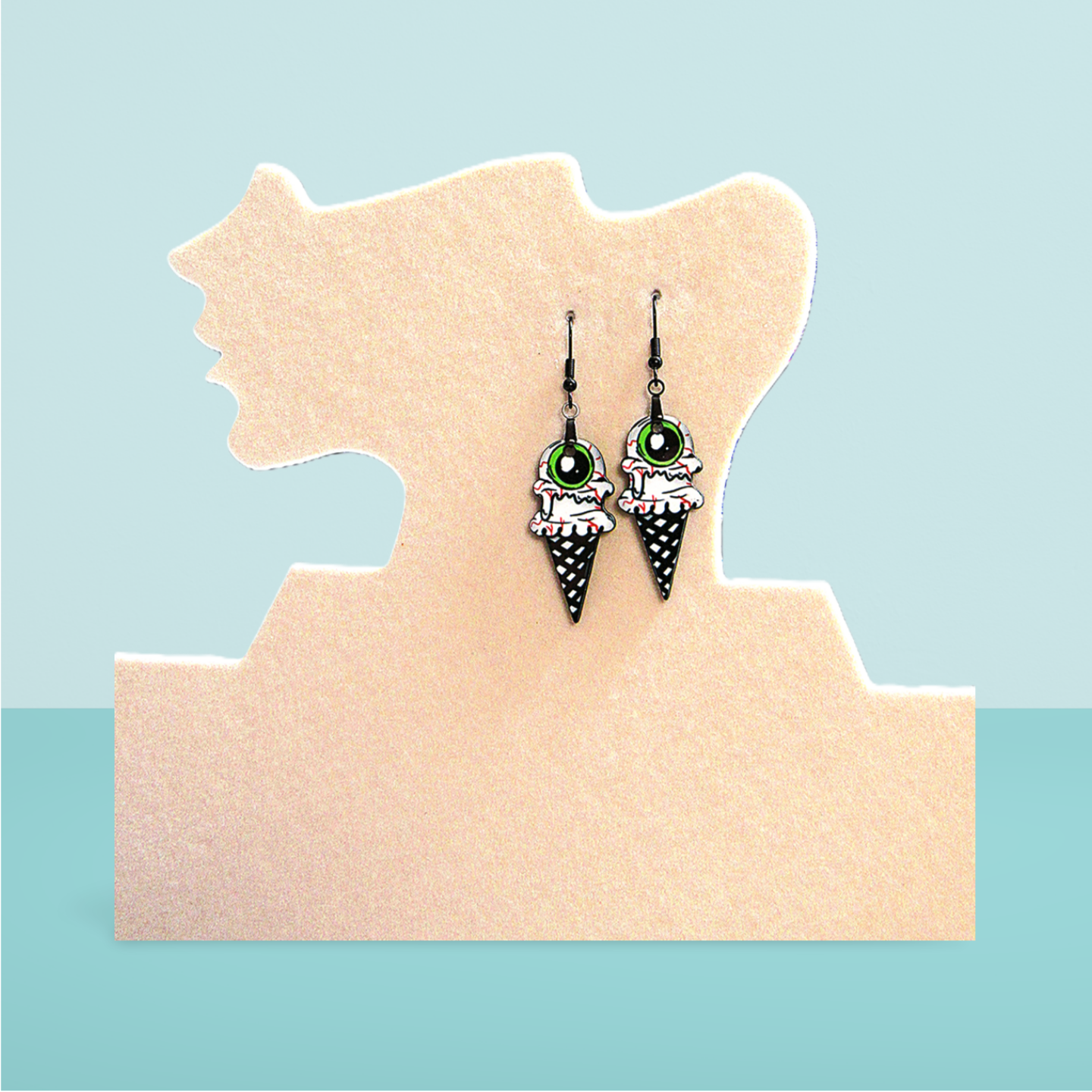 Ice Cream Cone Shaped Sublimated Earrings