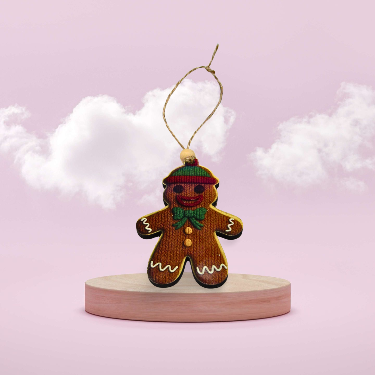 MDF- Gingerbread with Beanie Shaped Sublimated Ornament