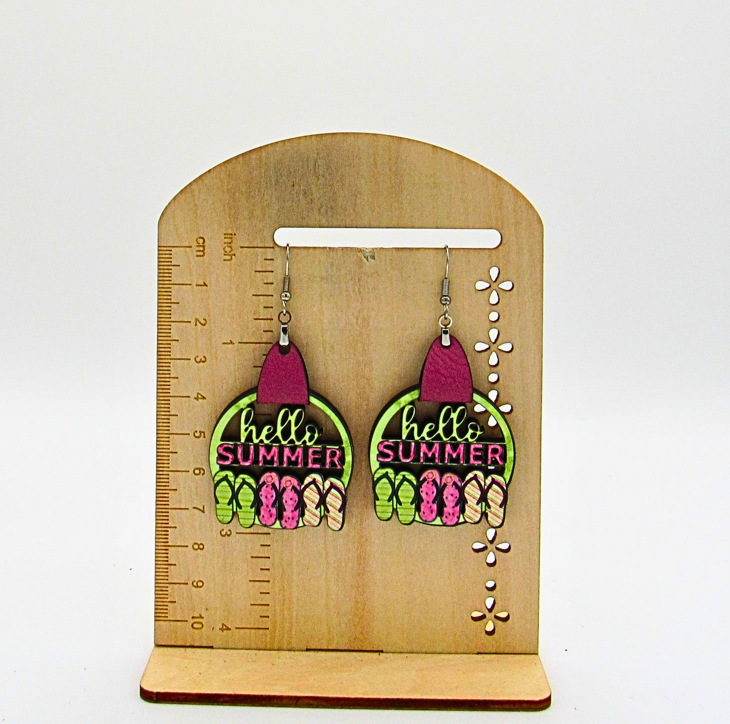 MDF-Round Hello Summer Shaped Sublimated Earrings 1.5 inch