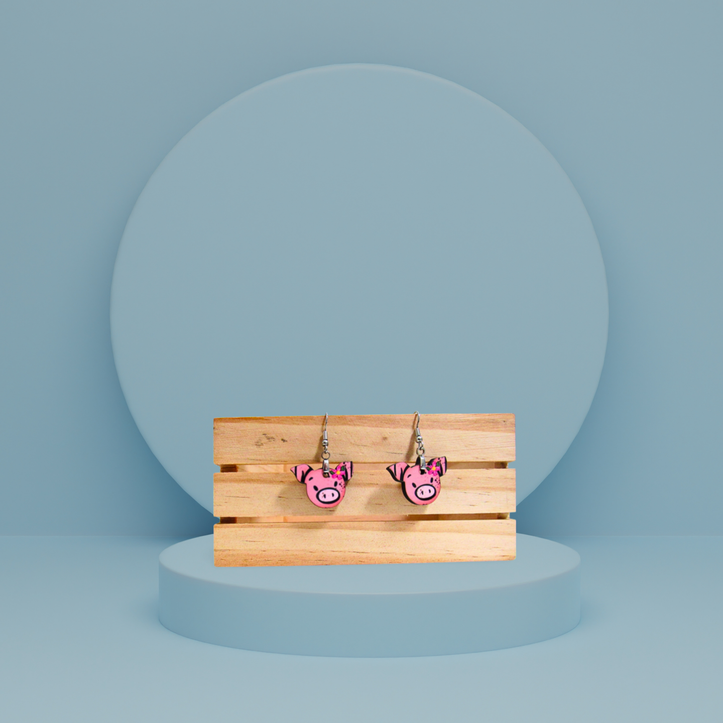 Pig Head Shaped Sublimated Earrings 1 inch