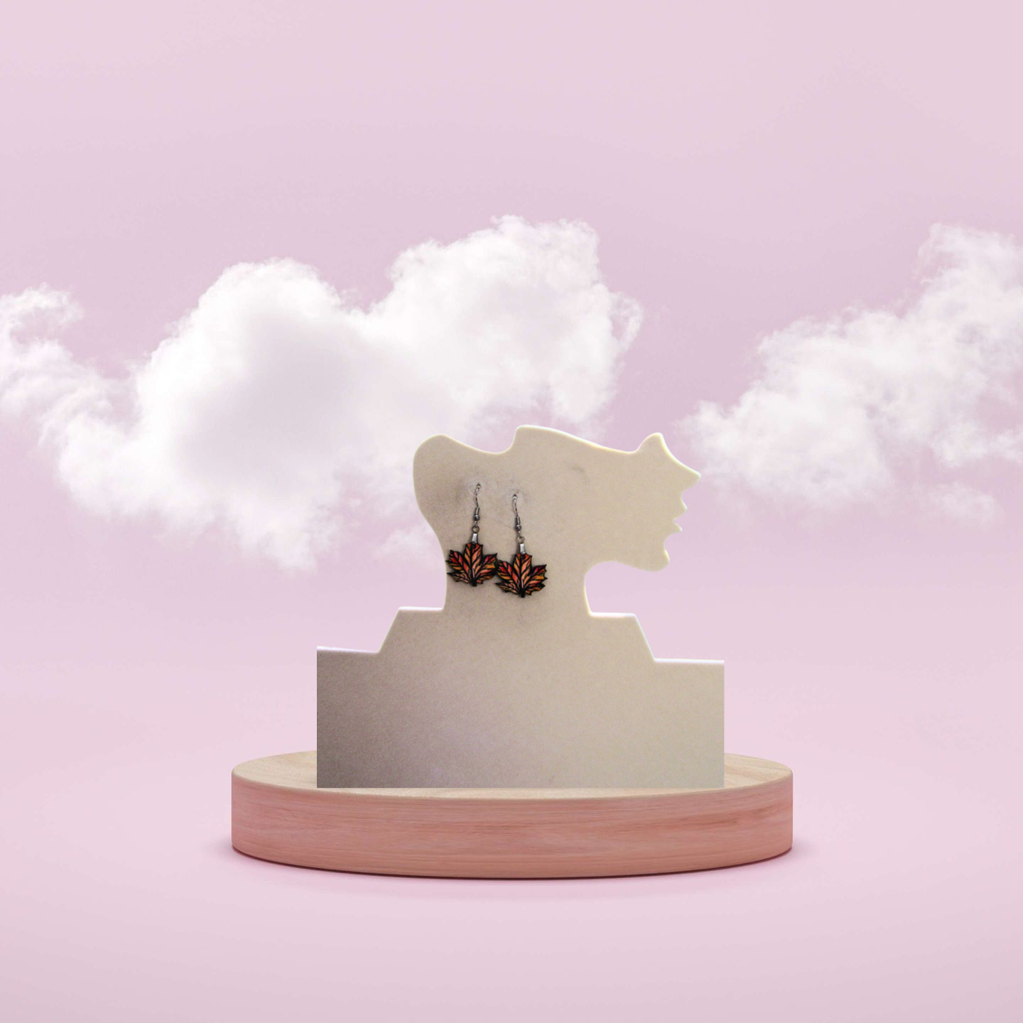 Maple Leaf Shaped Sublimated Earrings 1 inch