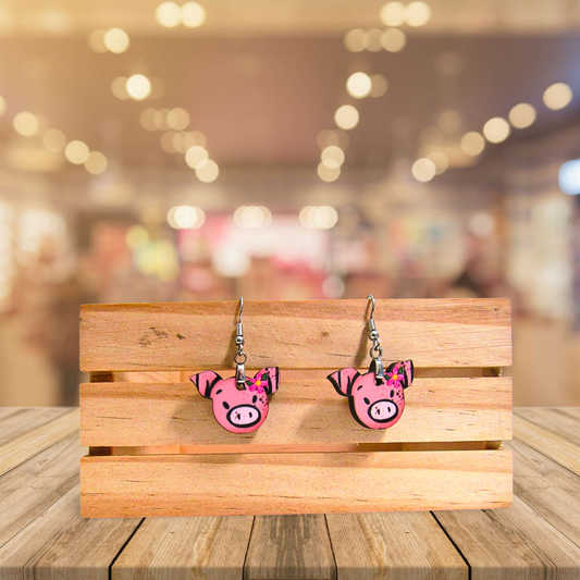 Pig Head Shaped Sublimated Earrings 1 inch