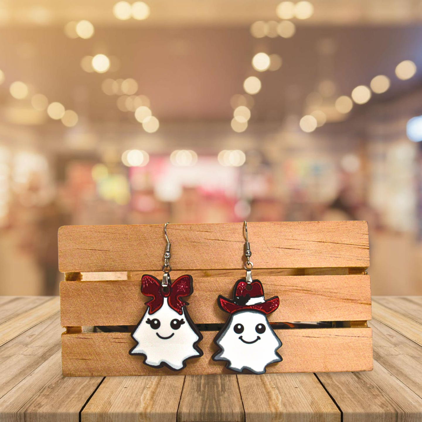 Ghost Couple Shaped Sublimated Earrings