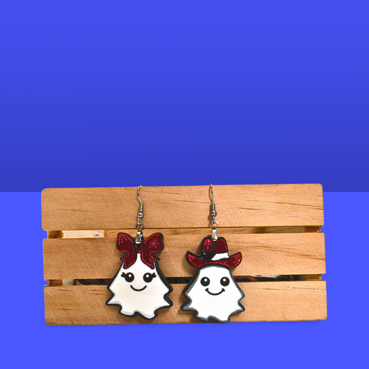 Ghost Couple Shaped Sublimated Earrings