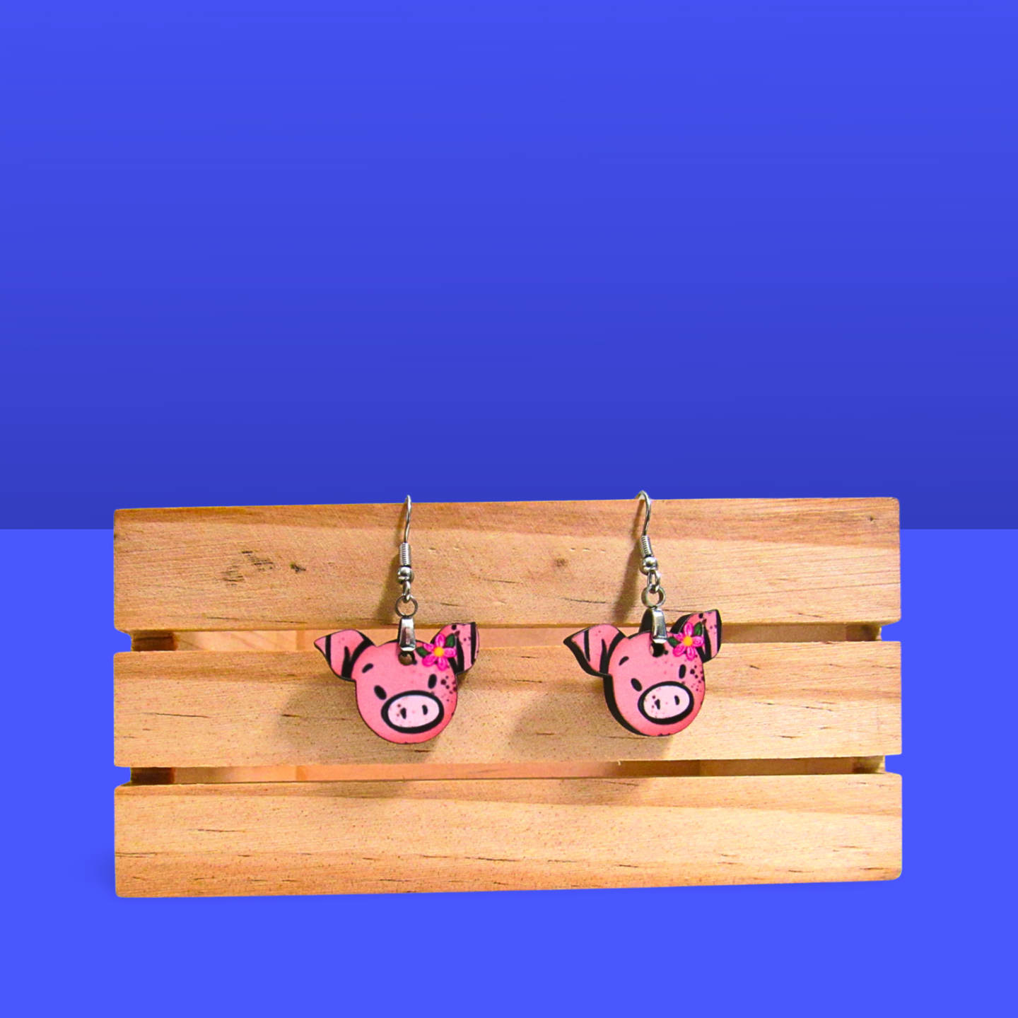 Pig Head Shaped Sublimated Earrings 1 inch