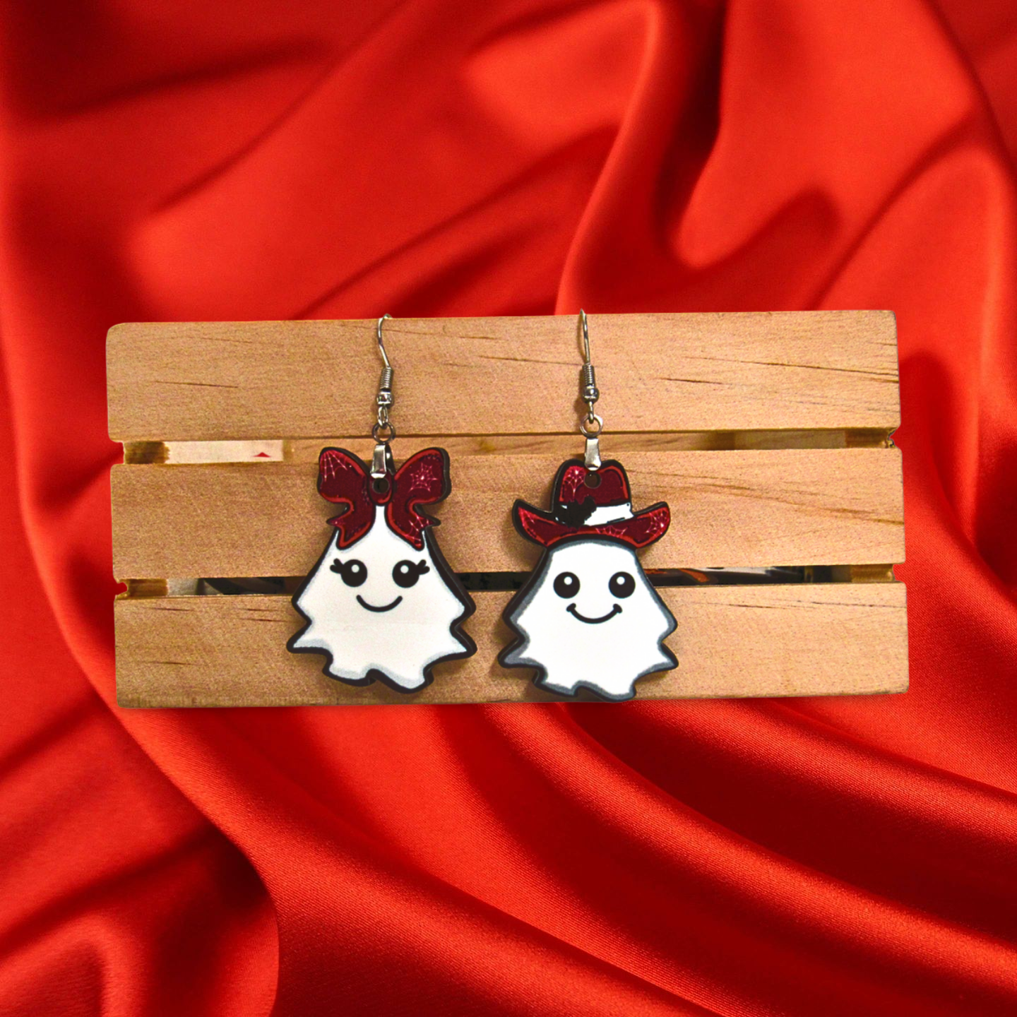 Ghost Couple Shaped Sublimated Earrings