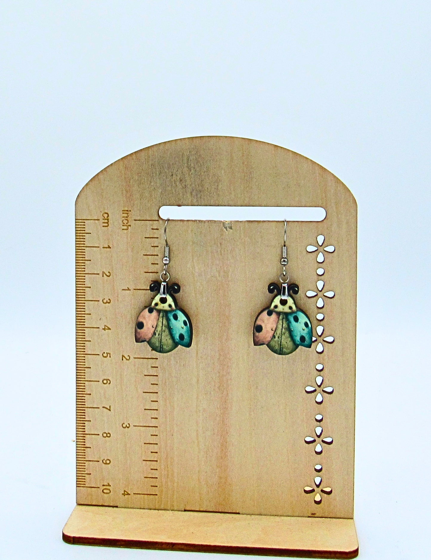 MDF-Ladybug with Face Shaped Sublimated Earrings 1 inch