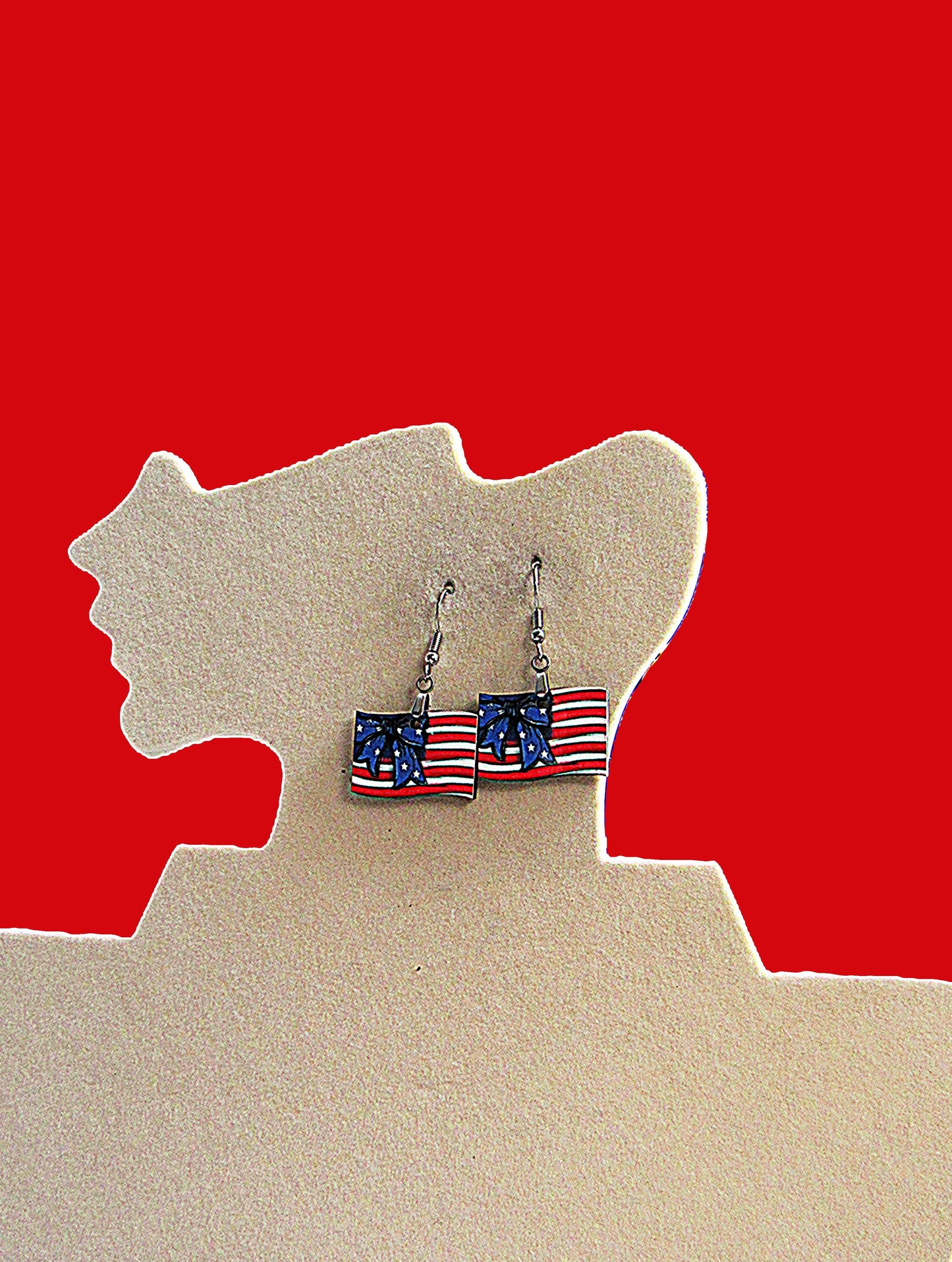 Horizontal Flag Shaped Sublimated Earrings