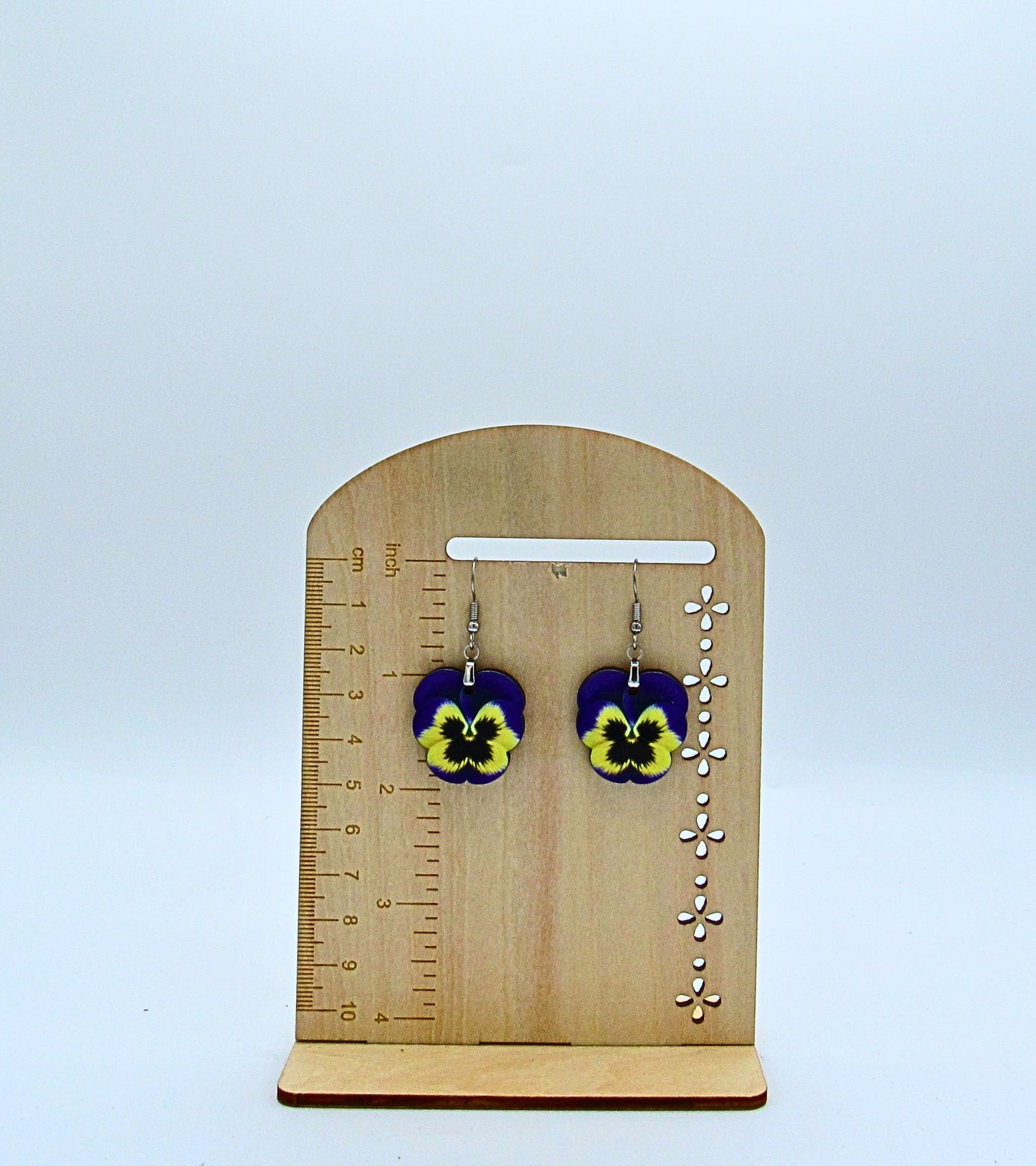 MDF- Pansy Shaped Sublimated 1 inch Earrings