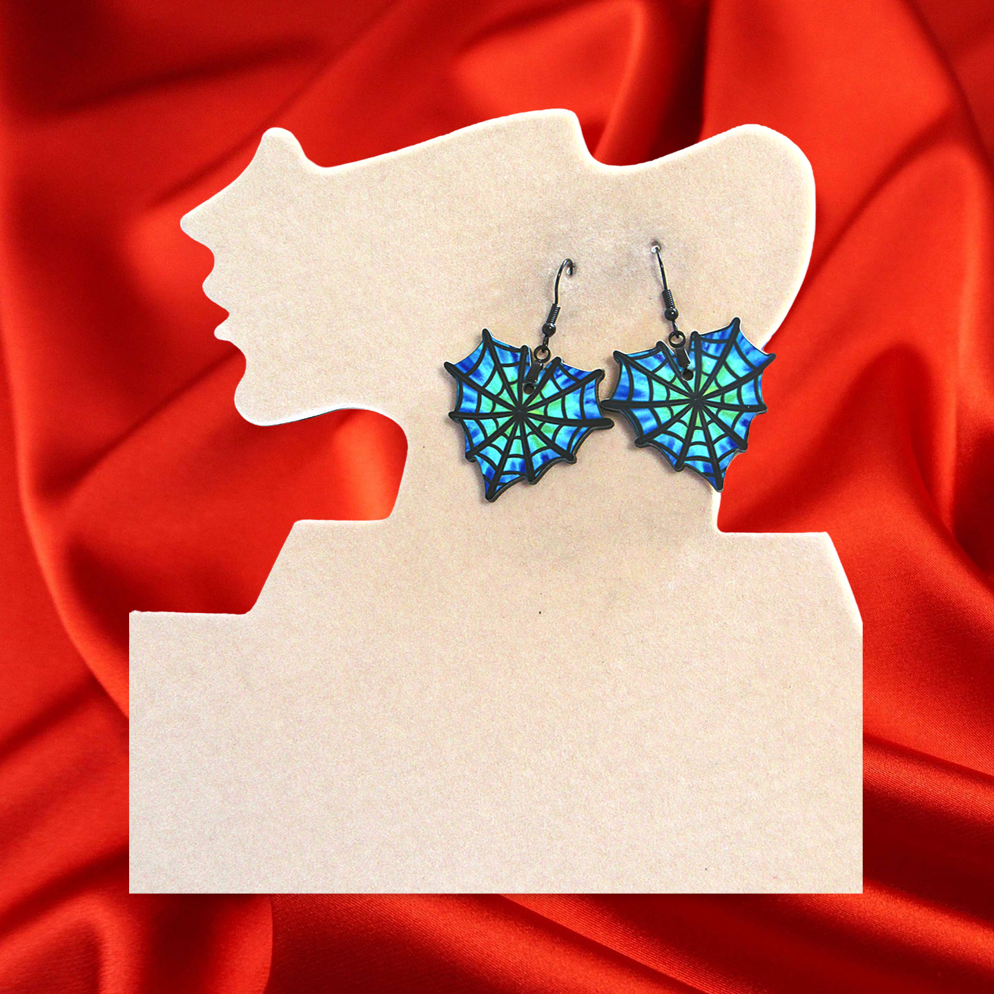 Heart Web Shaped Sublimated Earrings 1.5 inch