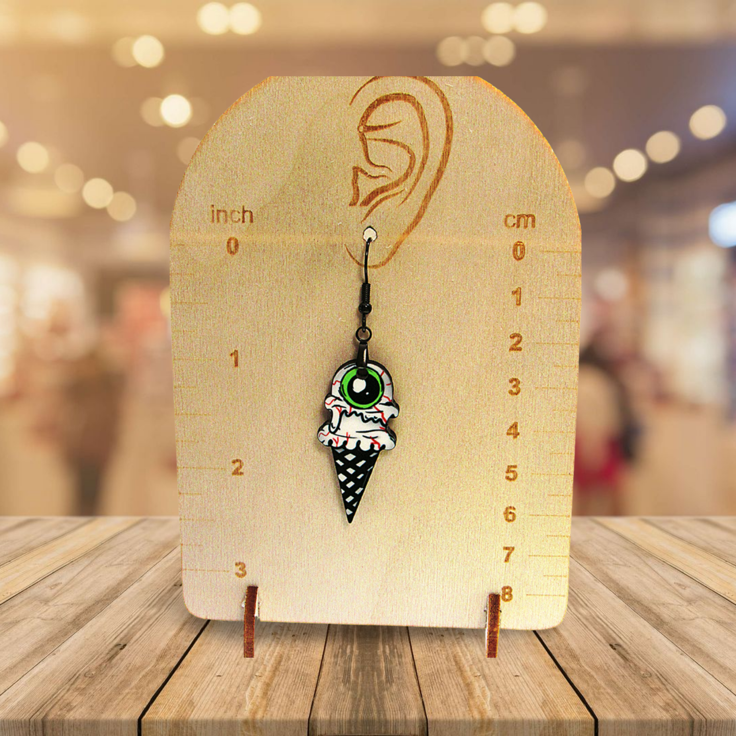 Ice Cream Cone Shaped Sublimated Earrings