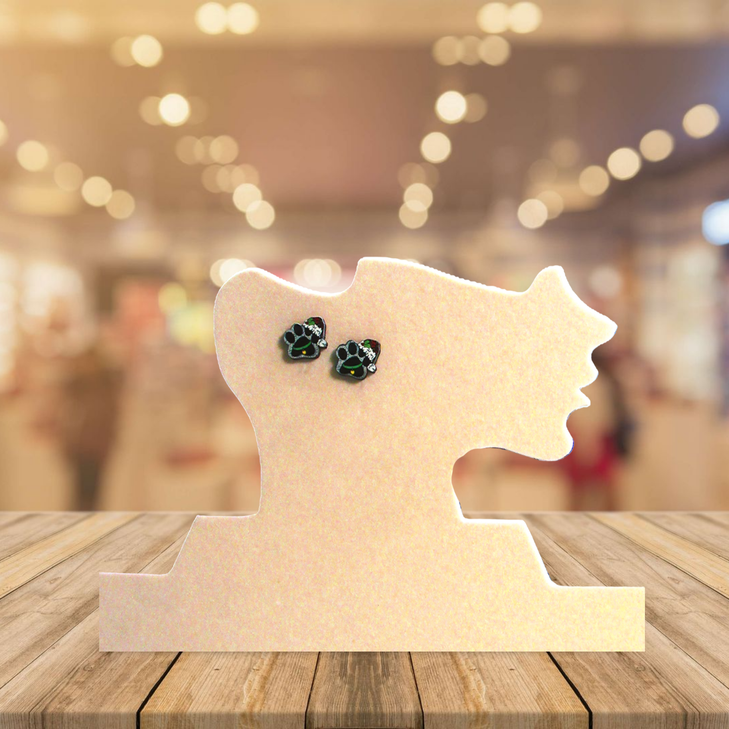 Santa Hat Dog Paw Shaped Sublimated Stud Earring
