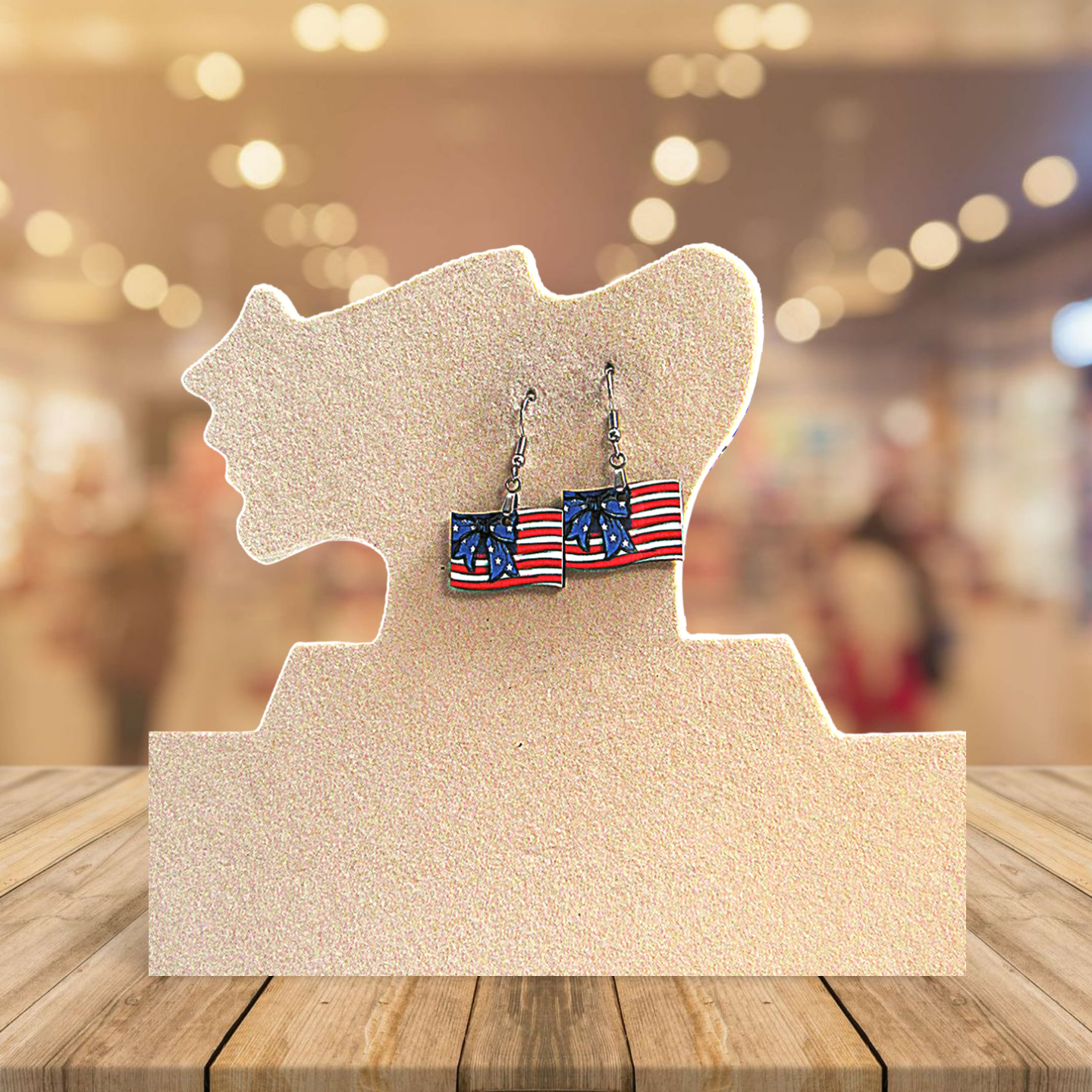 Horizontal Flag Shaped Sublimated Earrings