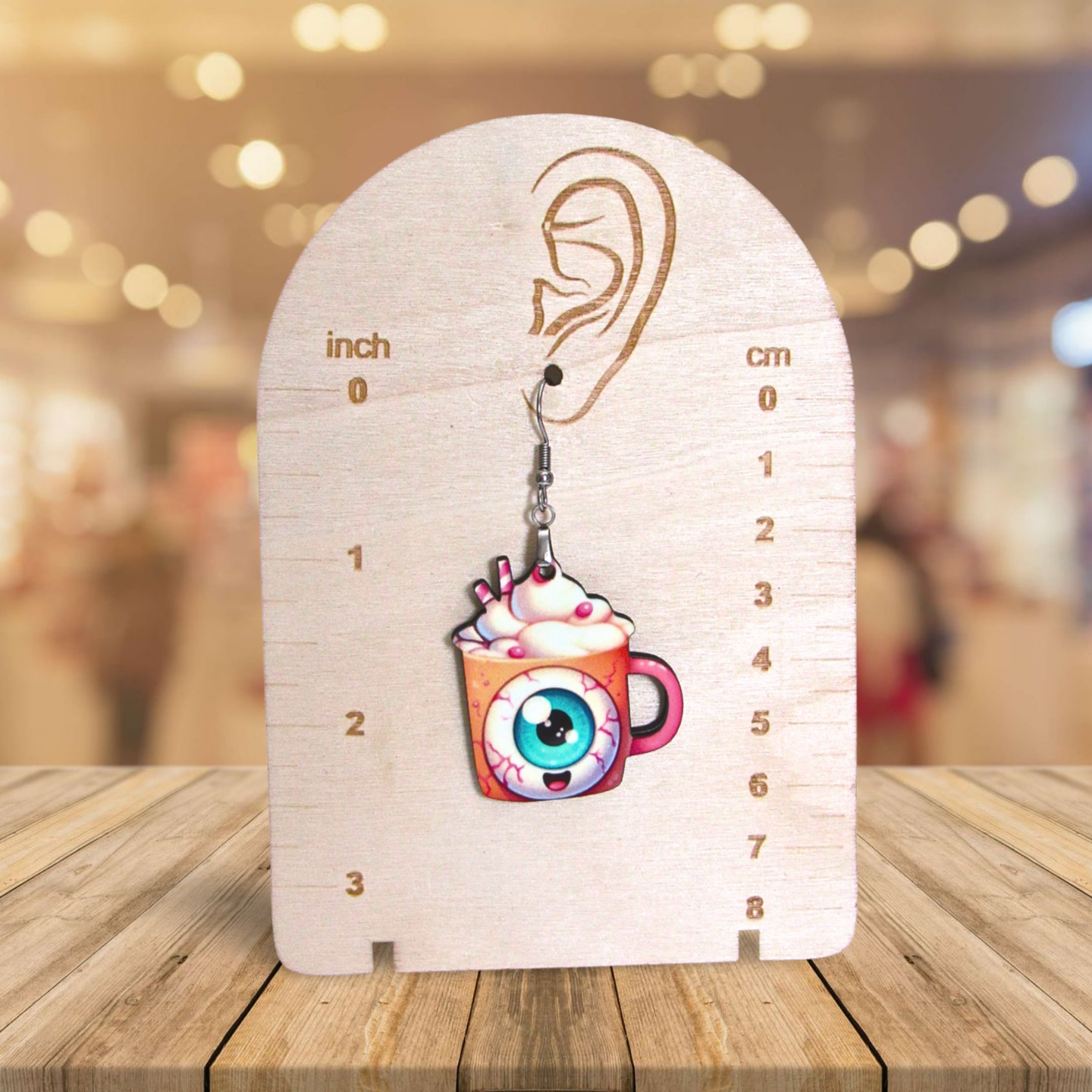 Latte Mug Shaped Sublimated Earrings 1.5 inch MDF
