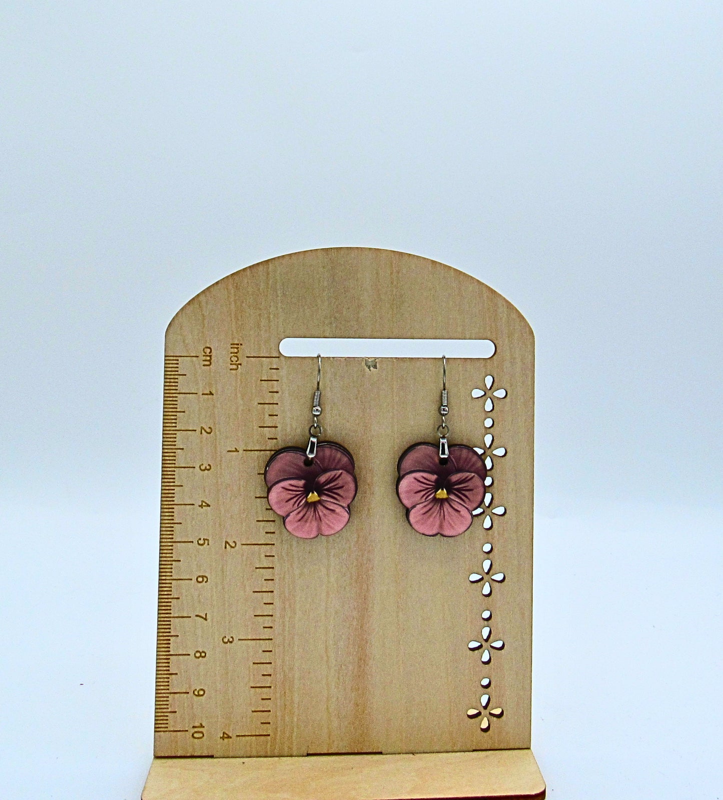 MDF- Pansy Shaped Sublimated 1 inch Earrings
