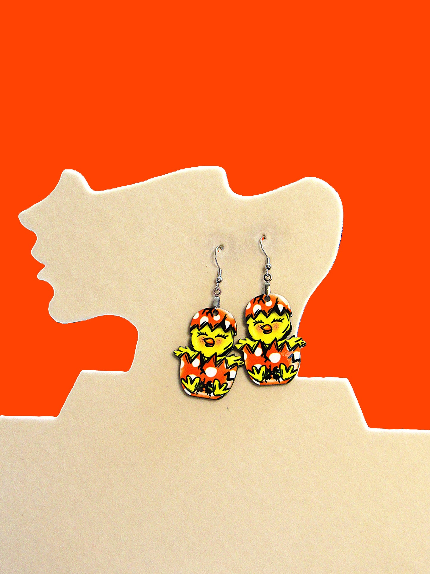 Chick in Egg Shaped Sublimated Earring