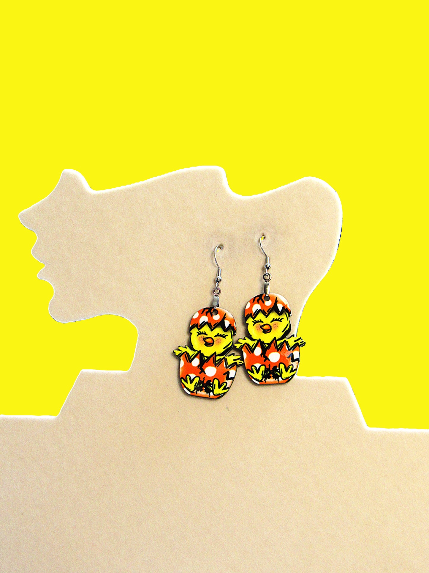 Chick in Egg Shaped Sublimated Earring