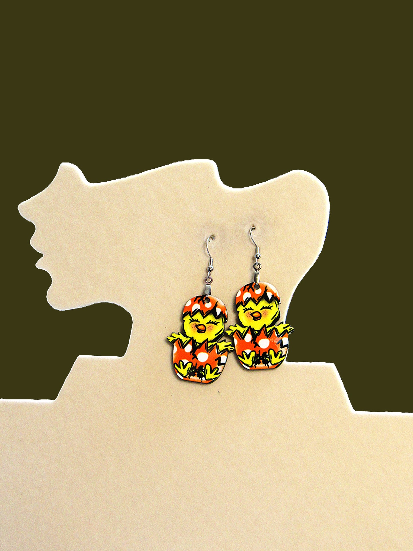 Chick in Egg Shaped Sublimated Earring